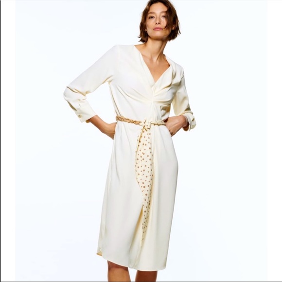 Zara Dresses & Skirts - NWOT Zara MIDI long sleeve dress with belt detail